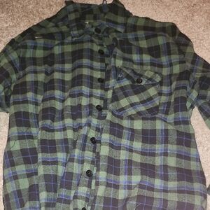 Green and Blue Plaid Button-Up Shirt